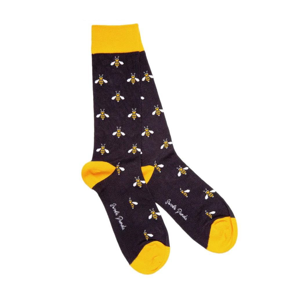 Swole Panda Men's Navy Blue Bamboo Socks Uk 12-15 - Bumble Bee Socks