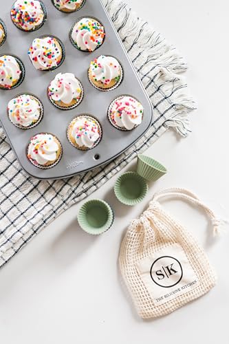 Image of Starter Set Gift Bundle, 24 Regular, 12 Jumbo, 24 Mini Baking Cups, 2 Half-Sheet, 2 Quarter-Sheet Baking Mats, Blue, Green, White