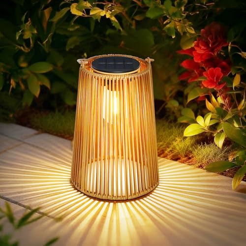 OUTONLIFE Faroles Solares Exterior, Colgantes o de Pie, Ratán con LED, Impermeables, Encendido/Apagado Automático, Artesanales y Decorativos para Jardín, Terraza, Balcón