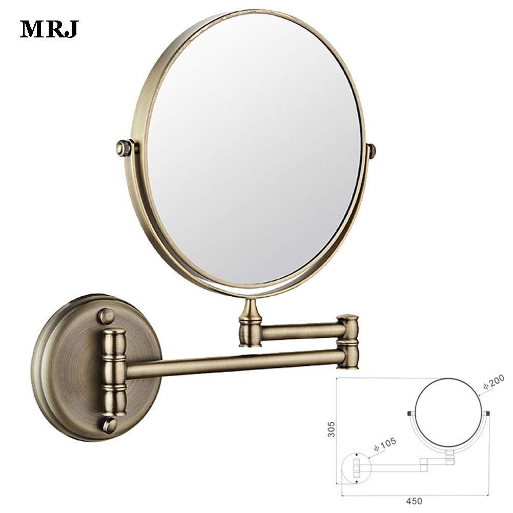 Specchio da parete Specchio for il trucco da parete Specchio da parete girevole su due lati da 6 pollici Estensibile Specchio da trucco cosmetico da barba pieghevole da bagno - Ingrandimento 3X ( Colo