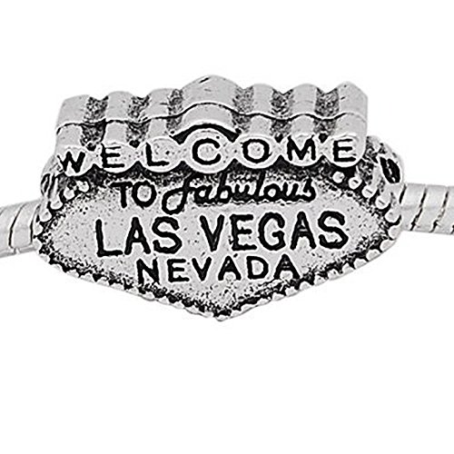 European Welcome to Las Vegas Nevada Charm Bead Spacer for Snake Chain Charm Bracelet