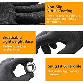 NEOTRIL Safety Work Gloves MicroFoam Nitrile Coated-3 Pairs, Seamless Knit Nylon Bulk Pack Working Gloves with Grip for Men Women Light Duty Work,Automotive,Warehouse (Gray,L)