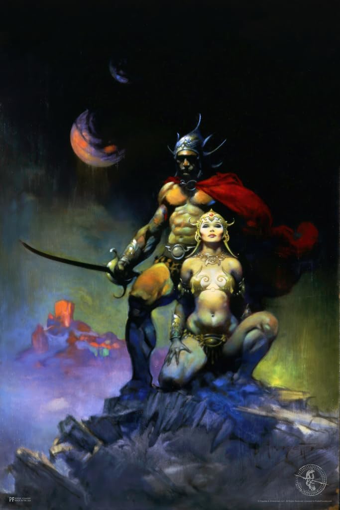 Swords of Mars by Frank Frazetta Wall Art - Gothic Fantasy Decor Artwork - Scary Art Prints Horror Battle Posters - Death War Cool Illustration - 12x18 Poster