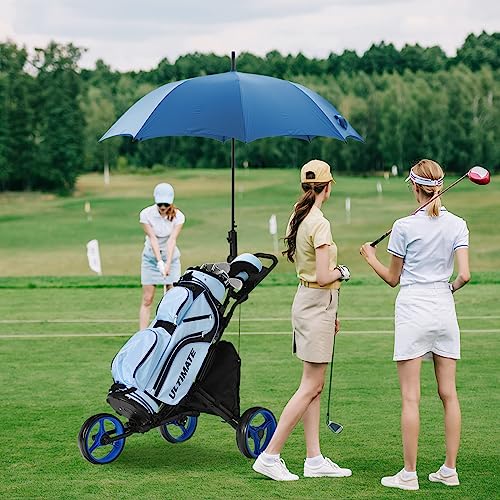 Tangkula Golf Push Pull Cart, Lightweight Foldable Collapsible 3 Wheels Golf Push Cart, Golf Trolley W/Storage Bag, Elastic Strap, Cup Holder, Scoreboard Storage & Foot Brake (Navy Blue) #TOP1