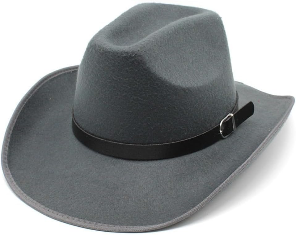 Classic Wool Felt Fedora Hat, Black with Leather Band, Wide Brim, Western Style