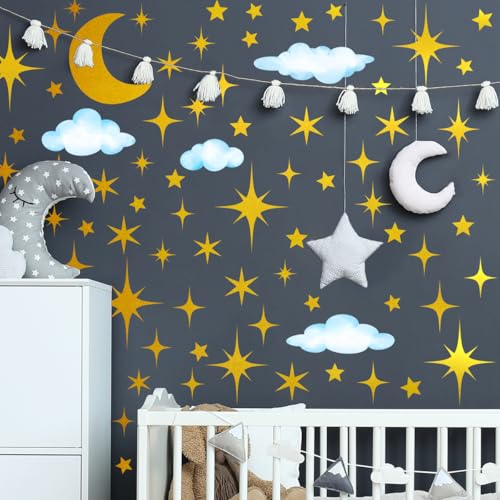Vinilos decorativos estrellas luna doradas para pared miniatura 1