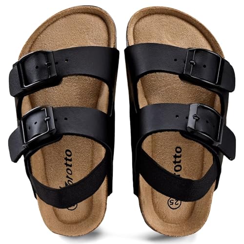 Torotto Toddler Boys Girls Cork Footbed Sandals with Arch Support & Adjustable Straps for Indoor & Outdoor(Black-32) by Torotto - Used condition - Image 5
