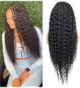PIB 32” Single Full Lace Braid Wig – Micro Boho Peruvian Deep Wave Box Braided Wig, Knotless Brai...