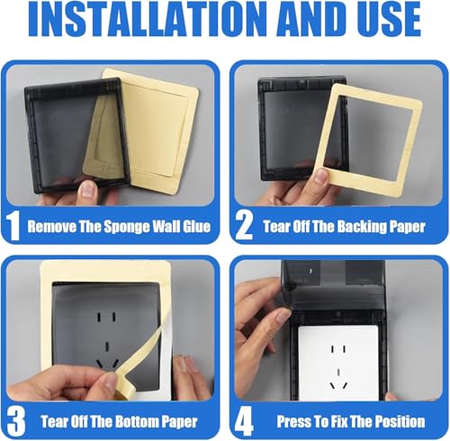 Image of Waterproof Power Socket Protector Cover,Socket Cover Box, Outlet Covers Box, Self-Adhesive Childproof Electrical Outlet Plug Cover Box, Anti Electric Shock Switch Protective Case (3, 11 * 12 CM)