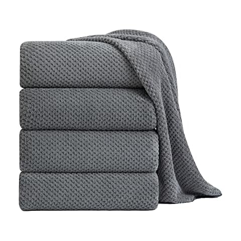 Extra Large Bath Towel Sheet Set 35x70 Inches - Pack of 4 (Gray) Cover