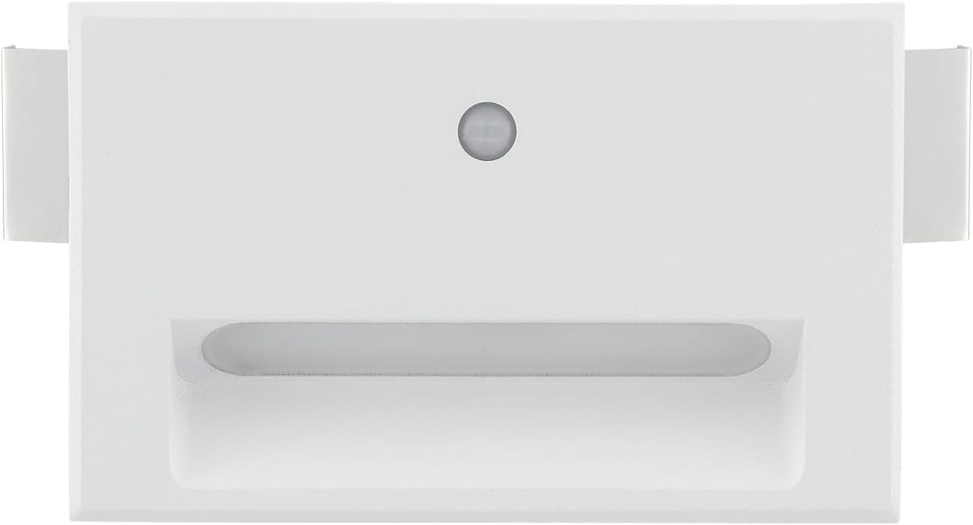 Motion Sensor Step Lights, Recessed Hardwired LED Stair Lights Indoor with Aluminum Body, 3W 330LM 3000K Warm White, for Staircase, Hallway, Pathway (Frosted White, Powder Coated)