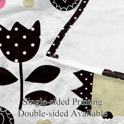 Plaid Hérisson Floral Couverture Chaude pour Soirée Cocooning sur le Canapé - 4