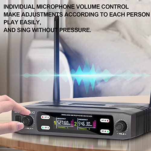 Bomaite Bx2 Uhf Wireless Microphone System With Dual Handheld Mic Have Xlr Interface, 165 Feet Range, For Family Karaoke,Stage Performance,Wedding Scene,Conference Speech (Gray) #TOP4
