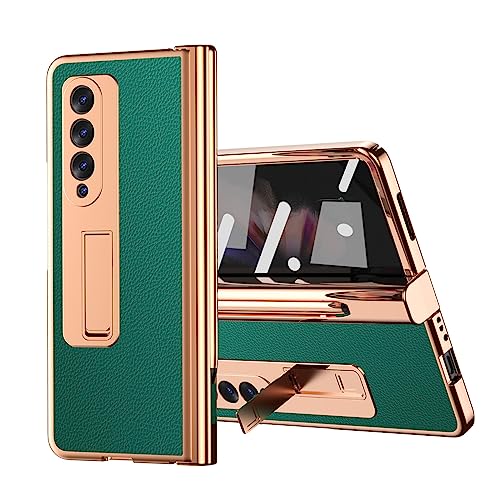 Coque rigide Samsung Galaxy Z Fold 5 étui charnière cuir vert et porte stylo