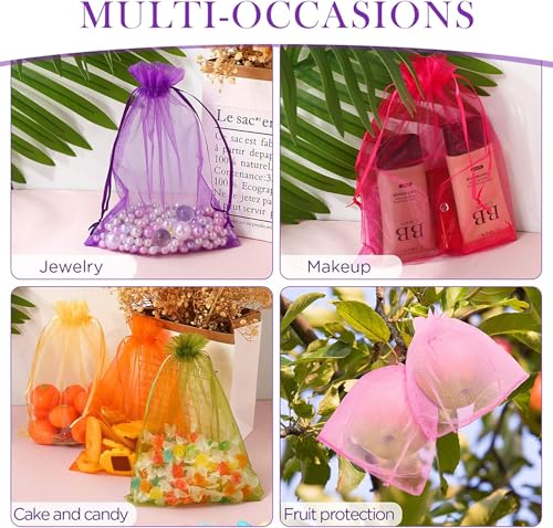 Image of Dealglad 50pcs Drawstring Organza Jewelry Candy Pouch Christmas Wedding Party Favor Gift Bags (6x8 inch, Mixed Color)