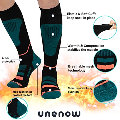 Image of Merino Wool Ski Socks 2 Pairs, Thermal Knee High Warm Socks for Snowboarding, Hiking, Cold Weather, Snow, Hunting