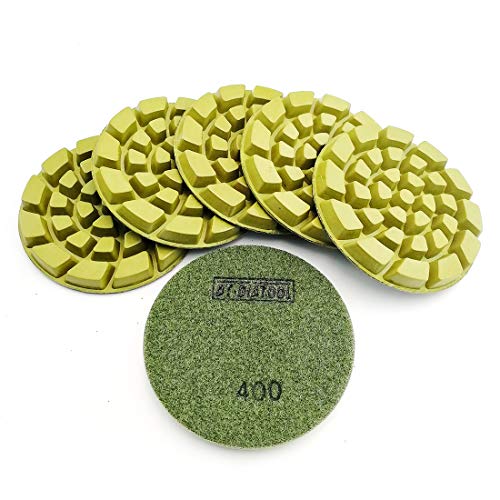 DT-DIATOOL Diamond Concrete Polishing Pads 4 Inch/100mm 6 Pieces #400 for Dry or Wet Polishing Concrete Cement Terrazzo Floor