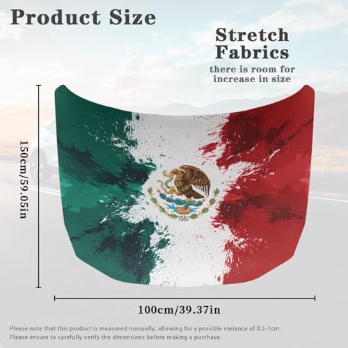 Image of Car Hood Cover Protector 59x39 inches Stretchable Auto Hood Wrap Waterproof Mexican Flag Auto Exterior Accessories for Compact Sedans SUV Trucks