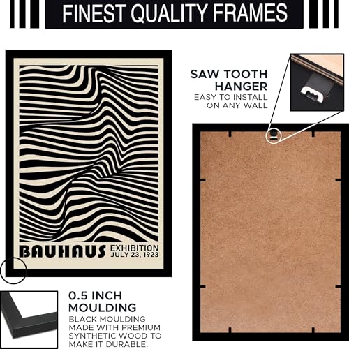 Image of BLINKART Vintage Bauhaus Retro Geometric Aesthetic Poster Gallery | Colorful Wrap Framed For Home Office Studio Living Room Modern Art Studio Decoration Abstract Shapes | (d64) | 13x10 Inch