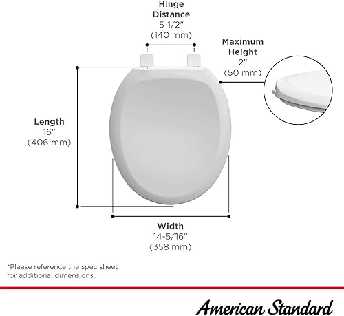 Miniatura 3 de American Standard 5320B65CT.021 Champion - Asiento de inodoro delantero redondo de cierre lento, color hueso