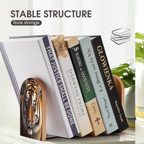 Sujetalibros de madera resistente antideslizante de tigre de Bengala 8