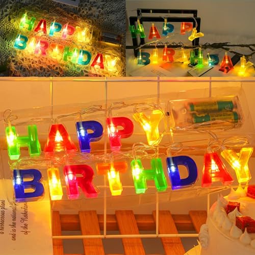 Happy Birthday Lights Lichterkette mit 13 LEDs,Geburtstagslichterkette Batteriebetrieben,Happy Birthday LDE Partydekoration für den Innenbereich, Weihnachten, Geburtstag, Party, mehrfarbig Happy Birthday Lights Lichterkette mit 13 LEDs,Geburtstagslichterkette Batteriebetrieben,Happy Birthday LDE Partydekoration für den Innenbereich, Weihnachten, Geburtstag, Party, mehrfarbig