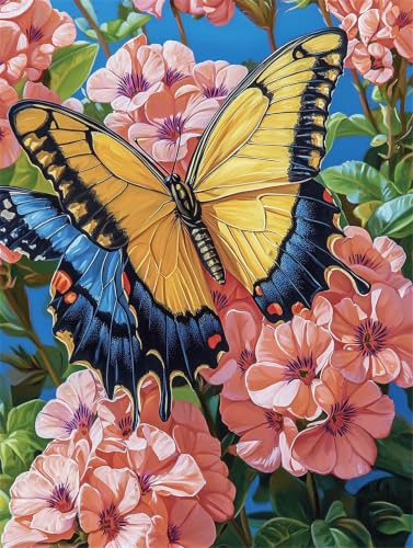 Loisirs Créatifs Adultes Peinture Numéro Fleur Papillon - Activité Manuelle Salon 80x100cm