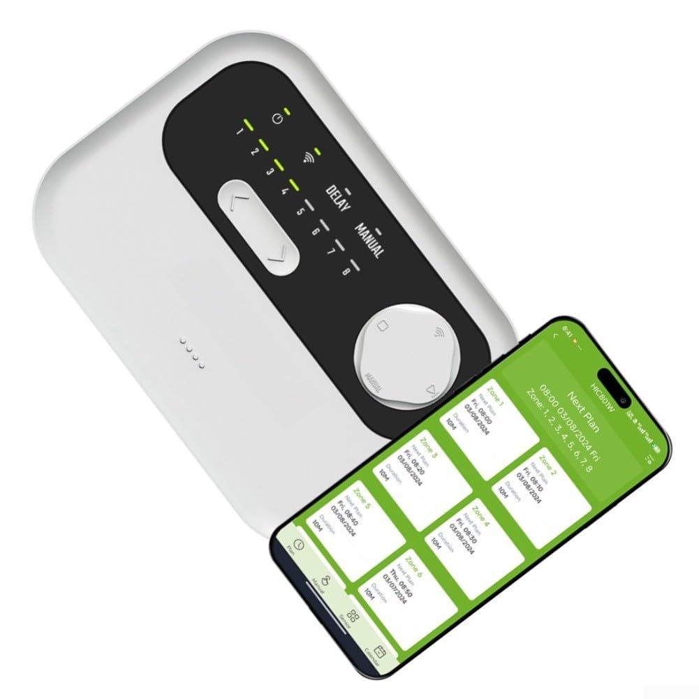 Controller intelligente per irrigazione a 8 zone, WiFi, basato sul tempo, computer di irrigazione, 8 zone, controllo tramite app, sistema di irrigazione da giardino, 8 valvole, per irrigatore WiFi, 24