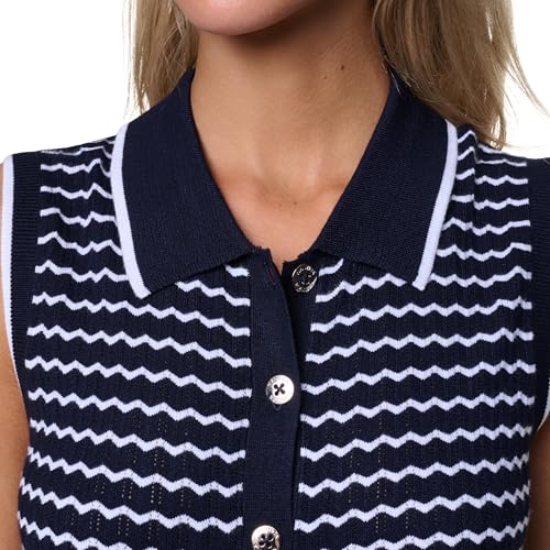 Image of Nautica Women's Crew Neck Solid Short Sleeve Sweater