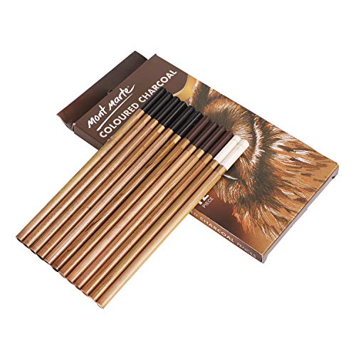 12 Pack General Sketch Pencil Charcoal Colorful Pencils Colored Highlight Pen Drawing and Sketching Pencil Art Supplies Charcoal Stick Wooden Colored Pencils for Artist and Beginner Art Projects
