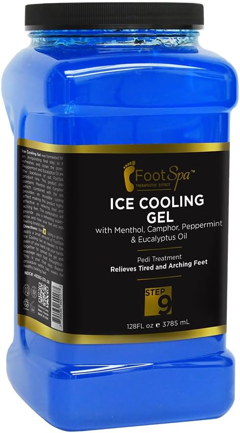 Foot SPA - Massage Cooling Gel for Pedicure Treatment with Menthol, Camphor, Peppermint and Eucalyptus Oil, Professional Strength Foot and Leg Ice Cooling Gel Therapy
