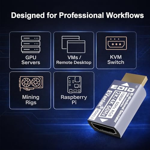 EVanlak HDMI Passthrough EDID Emulator Adapter 1 Pack miniatura 6