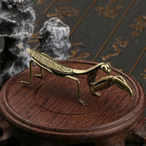Juego 2 Figuras Mantís Oración Latón Dorado miniatura 5
