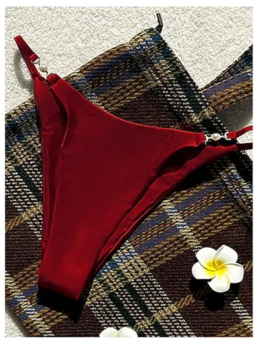 MakeMeChic Women's Leopard Print Bikini Set Spaghetti Strap Tie Back String Thong Swimsuits4