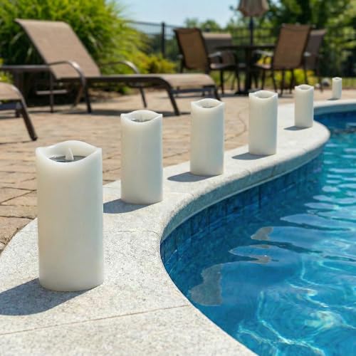 Image of Livinlarge Solar Candles Outdoor Waterproof,6pcs 3 inchx6 inch Solar Flameles Candle |Dusk to Dawn,Auto On /Off,White Fake Candles for Patio Yard Deck Window Table Decor,Holiday Gifts for Mom and Wife