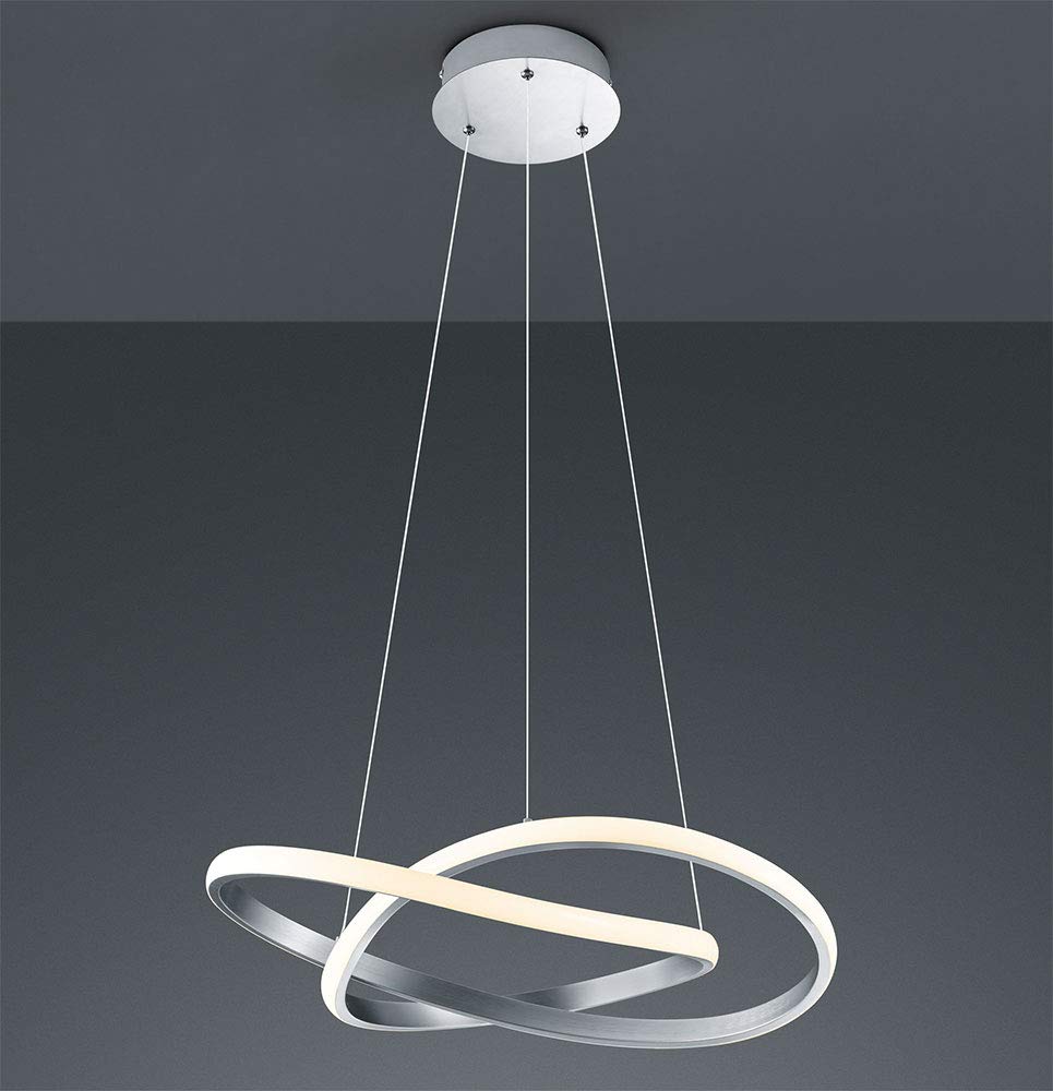 Reality Leuchten LED Pendelleuchte Course R32051107, Metall Nickel Matt, Acryl weiß, inkl. 27 Watt LED, Switch Dimmer