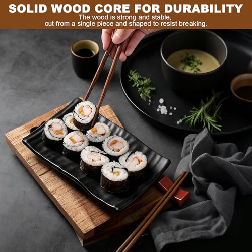 Essstäbchen Holz 10 Paar, Natürliches Chicken Wing Wood Ohne Lack & Wachs Mit Essstäbchen Halter Handpoliert & Splitterfrei Wiederverwendbare China Stäbchen für Zuhause Restaurant Sushi Nudeln