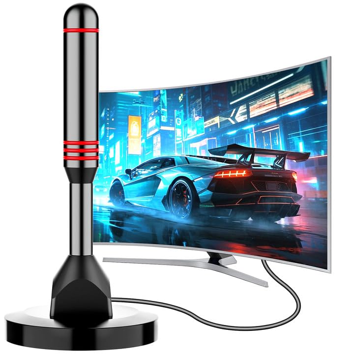 Digital TV Antenna for Smart TV Indoor，2026 HD Antenna with Strong Magnetic Base, 360°&Long Range Reception HDTV Antennas for Local Channels, Easy Installation Antennas for TVs Without Cable (5.5 in)