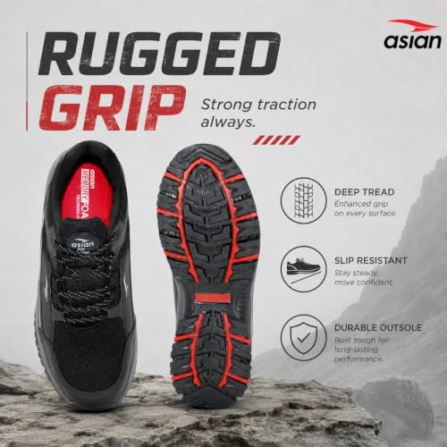 Image of ASIAN Protective-01 Men's Safety Shoes | Breathable Mesh Upper, Heavy-Duty Grip Sole, Lace-Up Work Shoes for Construction & Factory Use