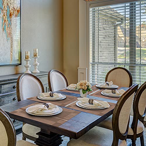 Image of Aofmee Placemats Set of 4, Heat Resistant Place Mats, Washable Durable PVC Table Mats, Woven Vinyl Plastic Placemats for Dining Table, Non-Slip Stain Resistant Kitchen Table Placemats, Easy to Clean