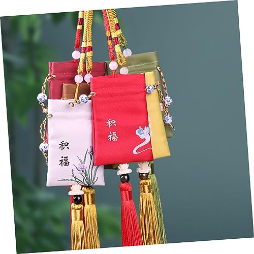 6 bolsas decorativas bordadas con borlas para colgar miniatura 3