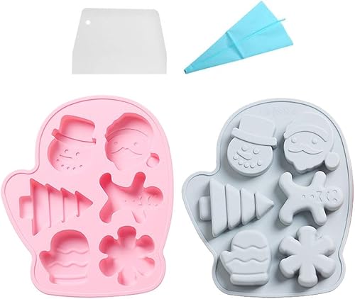 2 Packs Christmas Gloves Shapes Soft Silicone Molds, BPA Free Christmas Chocolate Mold Candy Molds for Baking Sweet Treats,Cake Xmas Gift Handmade