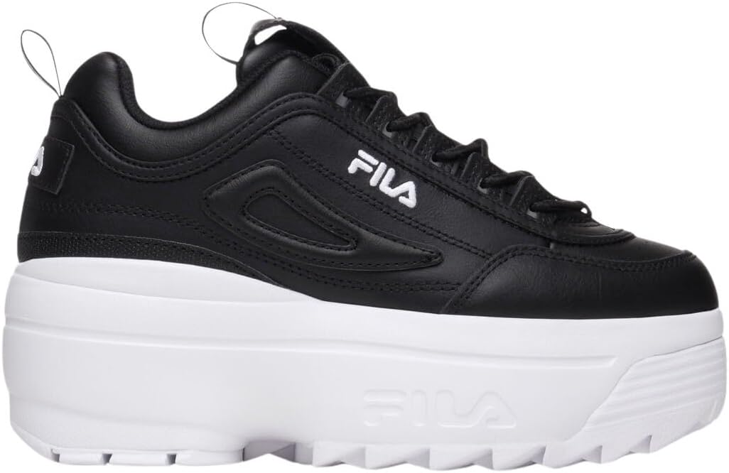 Fila Women's Disruptor II Wedge Shoes, Black/White/White - 7