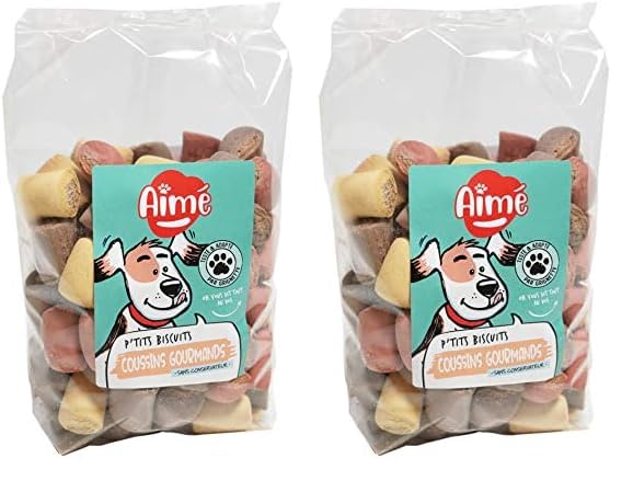 Aimé - Biscotti per Cani 500g - Snack e Premietti a Base di Calcio con Vitamine A, D3, E - Senza Conservanti (Confezione da 2)