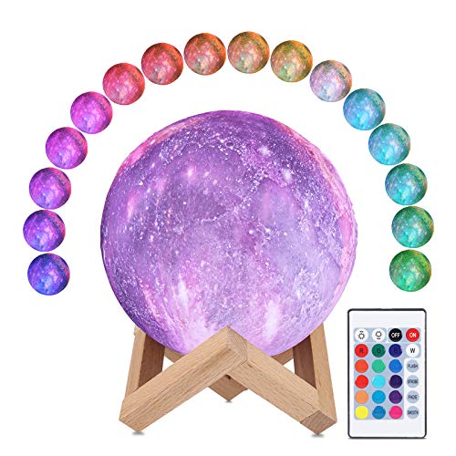 ALED Light 3D sterrenhemel maanlamp, RGB 16 kleuren kamer maanlicht 15 cm diameter Lunar Universum nachtlampje met afstandsbediening USB opladen sfeerlicht voor slaapkamer, café, decoratie