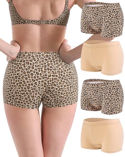 Image of Women's Boyshorts Underwear Cotton, Full Coverage Panties, Womens Boyshort Boxer Briefs Breathable for Women 4 Pack