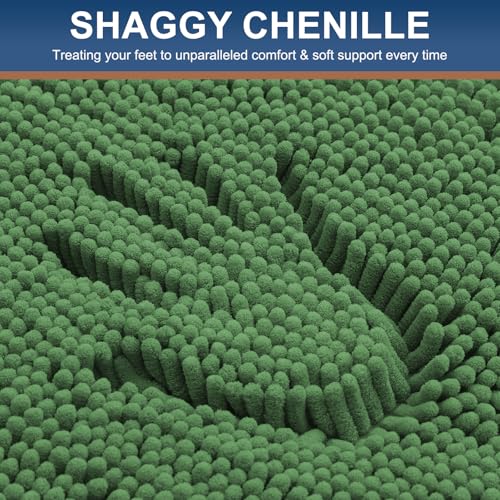 Smiry Luxury Chenille Toilet Rugs U-Shaped 20x20, Soft Absorbent Non-Slip Contour Bathroom Rugs for Toilet, Machine Washable Contoured Bath Mats, Olive Green