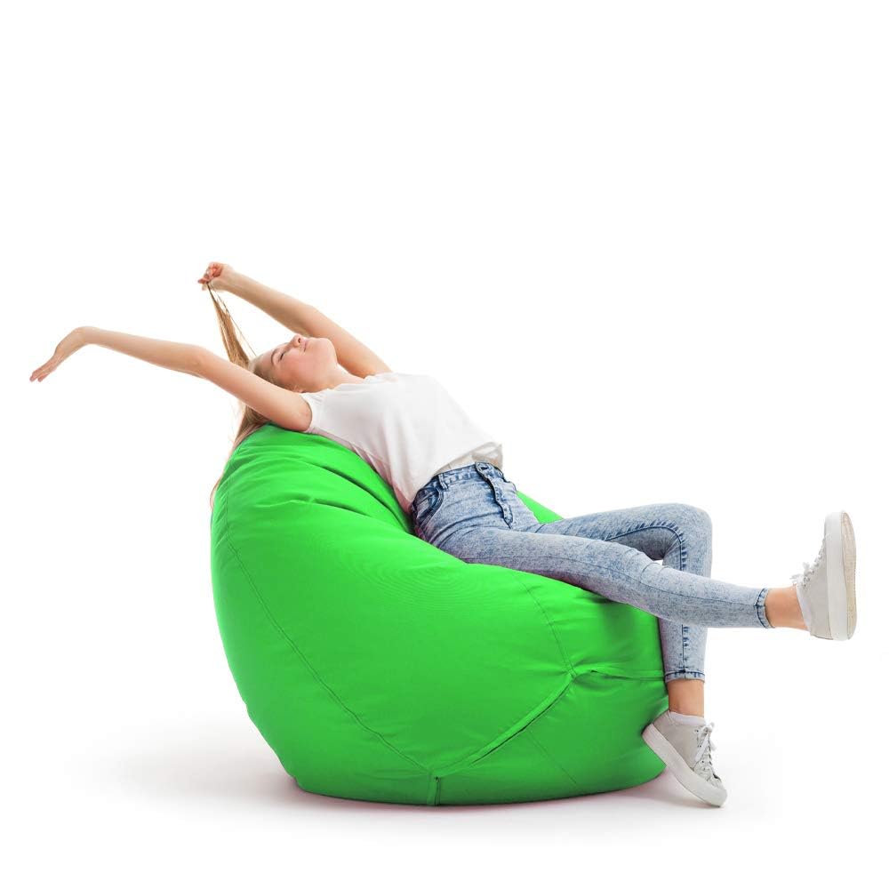 Bruni Classico L Verde – Pouf Sacco XXL, Bean Bag a forma di goccia, fodera lavabile, puff per adulti