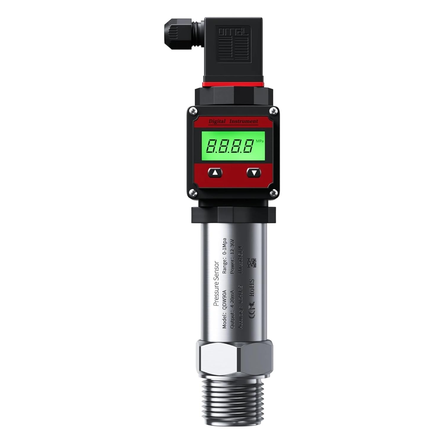 QDX50A -0.1-0-100Mpa LCD Pressure Transmitter 4-20mA RS485 Output G1-2 Water Tank Oil Gas Sensor Pressure Transducer 1Pcs(4-20mA Output,0-4Mpa)