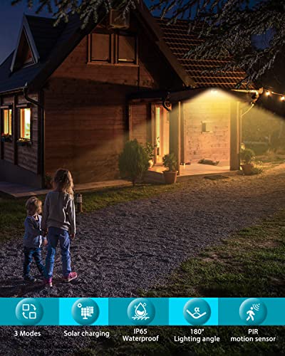 image for kolpop Solar Lights Outdoor 4 Pack, 140LED/3 Modes Motion Sensor Outdo